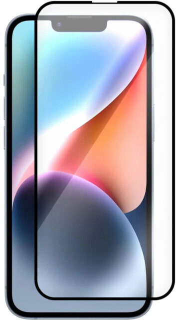 Защитное стекло Krutoff Premium для Apple iPhone 14 с чёрной рамкой