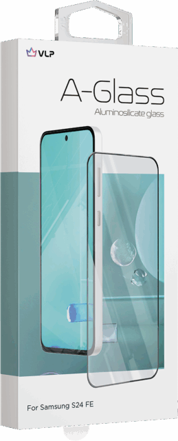 Защитное стекло VLP A-Glass для Samsung Galaxy S24 FE с чёрной рамкой