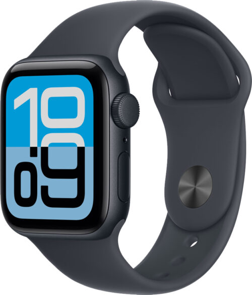 Умные часы Apple Watch SE (2025) 40 мм алюминиевый корпус «Полночь», с чёрным спортивным ремешком M/L