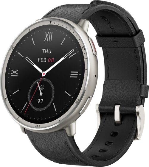 Умные часы Amazfit Active 2R Premium Серебристые, с чёрным и красным ремешком