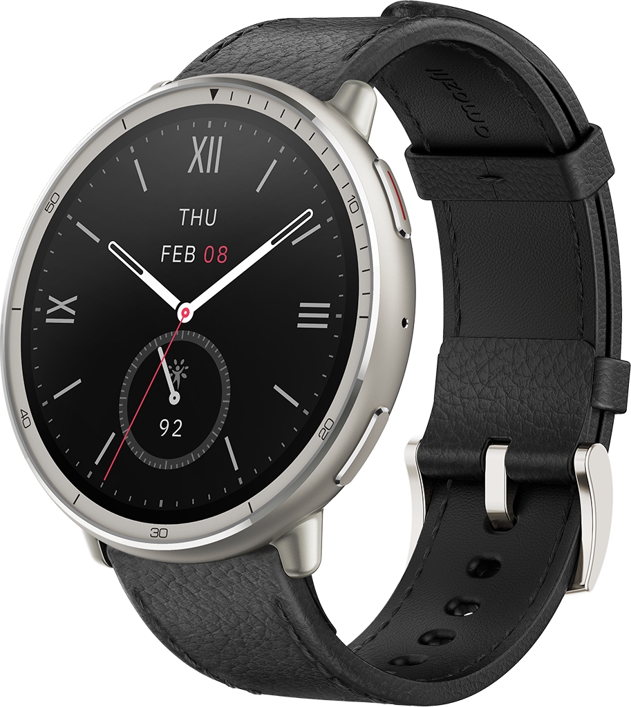 Умные часы Amazfit Active 2R Premium Серебристые, с чёрным и красным ремешком