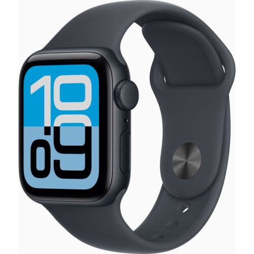 Умные часы Apple Watch SE (2025) 40 мм «Полночь», чёрным спортивным ремешком M/L