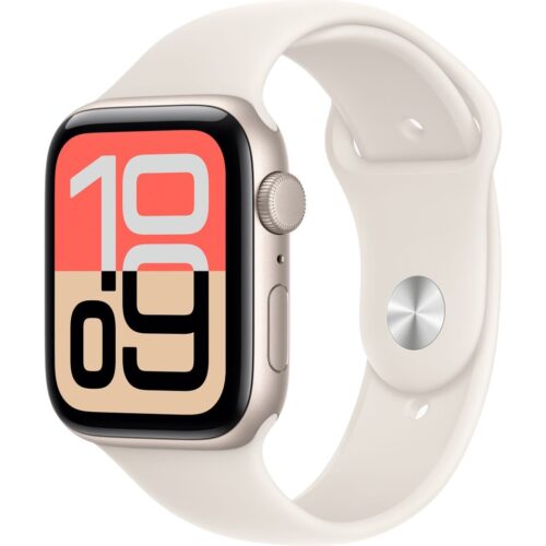 Умные часы Apple Watch SE (2025) 44 мм алюминиевый корпус Бежевые, с бежевым спортивным ремешком M/L